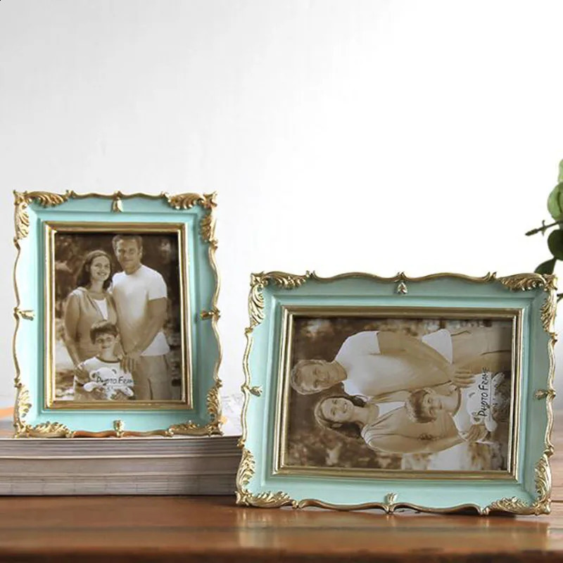 5inch 6inch 7inch European Style Resin Gold Edge Po Picture Frame Desktop Ornaments Office Home Decor 240802 H260306