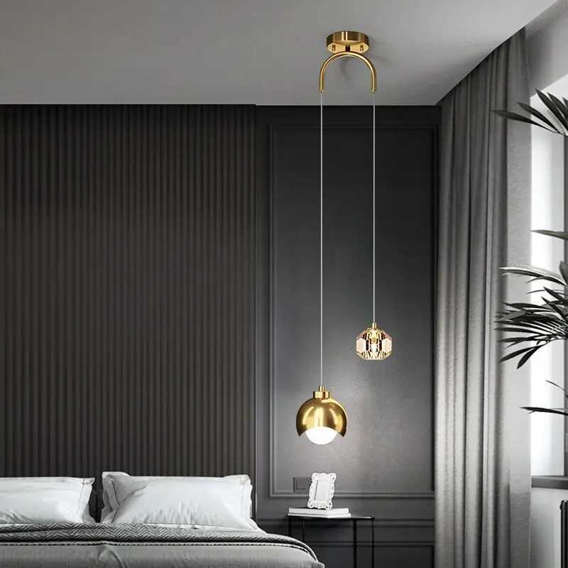 Indoor Bedside Ceiling Hanging Lamps Modern Gold/Black Ceiling Chandelier Light for Bedroom Living Room Decoration Pendant Light Y240802