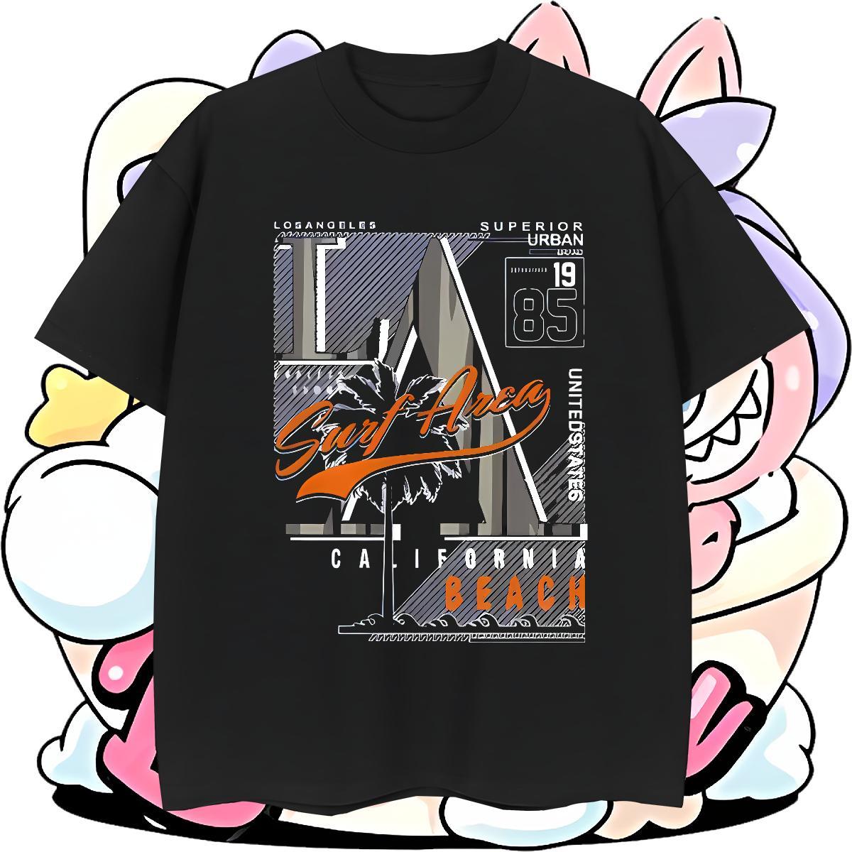 Classic Tshirts Street Casual 230g 100% Cotton Anime Print Breathable Crew Neck letter T-Shirts for Men New Arrival Top Tees
