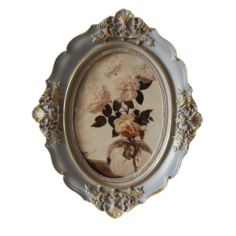 Vintage European Style Carved Resin Antique Picture Frame for Tabletop Wall Hanging 240802 H260306