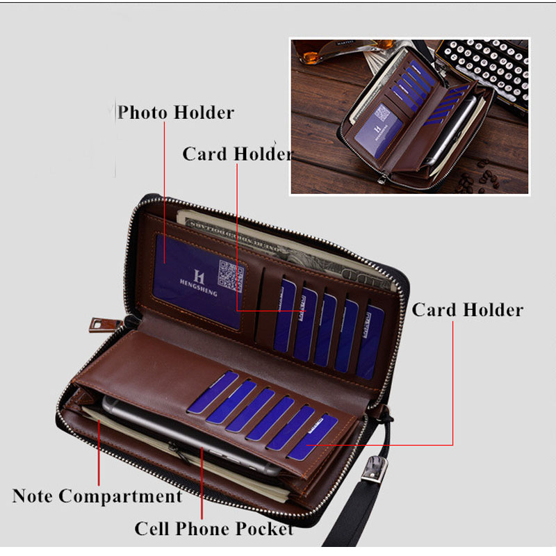 Designer's Men Wallets Famous Brand Kangaroo Wrist Strap Clutch Long Purse for Male Big Capacity Phone Bag Card Holder