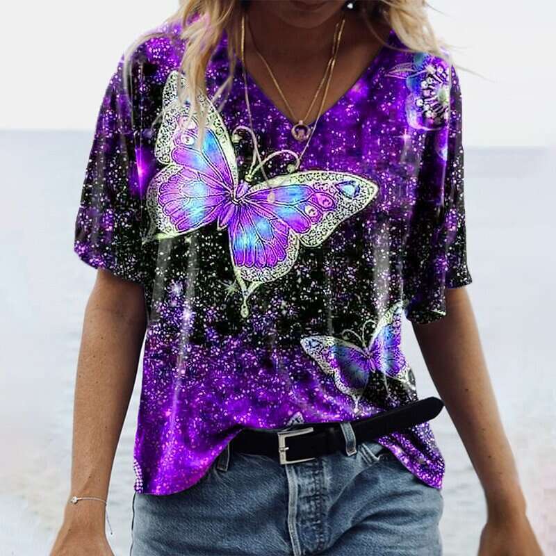 Shirt Best Saller New Merchandise High Street Summer Summer Printing Short Sleeve O Neck Plaid Chiffon Street Activity Crop Tops2 Solid Turtleneck