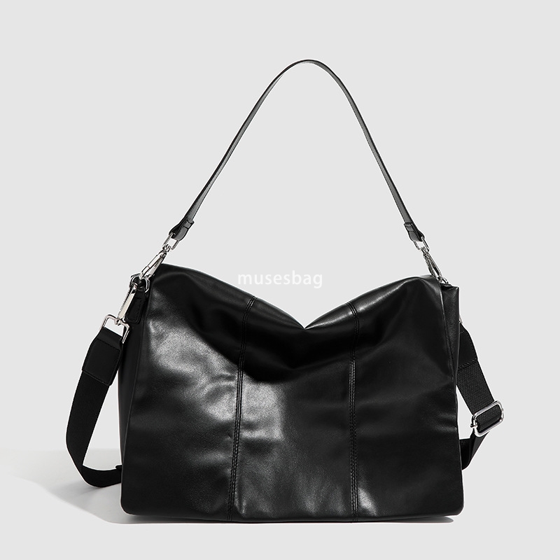 New men's trendy commuter crossbody bag with high-end feel large capacity leather shoulder bag casual mailman bag for men
