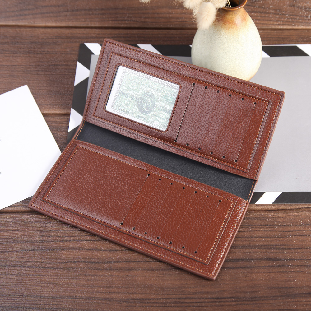 Luxury PU Leather Men Long Wallets Vintage Solid Color Business Wallet Small Money Purses Dollar Slim Coin Purse Clutch Holder