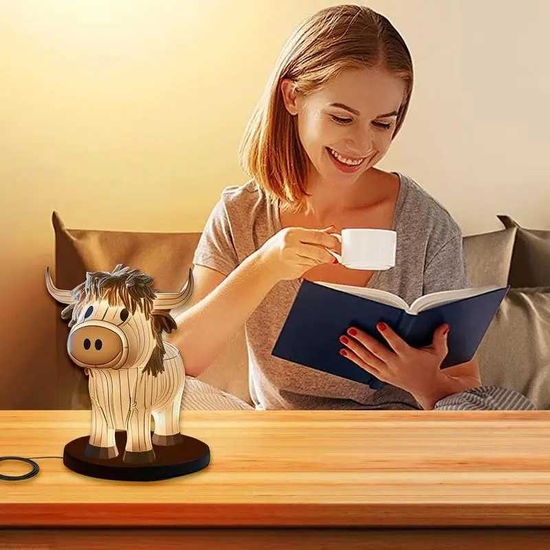 Cow Bedside Lamp 3D Cow Lamps For Bedrooms Cow Light Nightstand Lamp Table Lamp For Bedroom Western Lamps For Living Room DeskKL240731