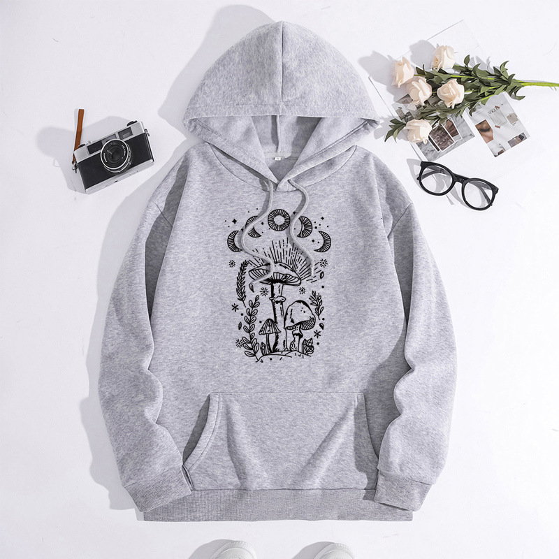 Autumn and winter new letter fashion printed back collar with fleece hooded sweatshirt for women