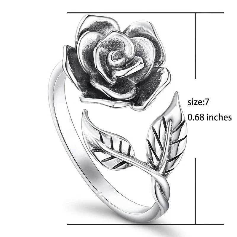 King Simplicity Size Adjustable Rose Ring Plant Antique Versatile Rings Gifts for Girlfriends W240802