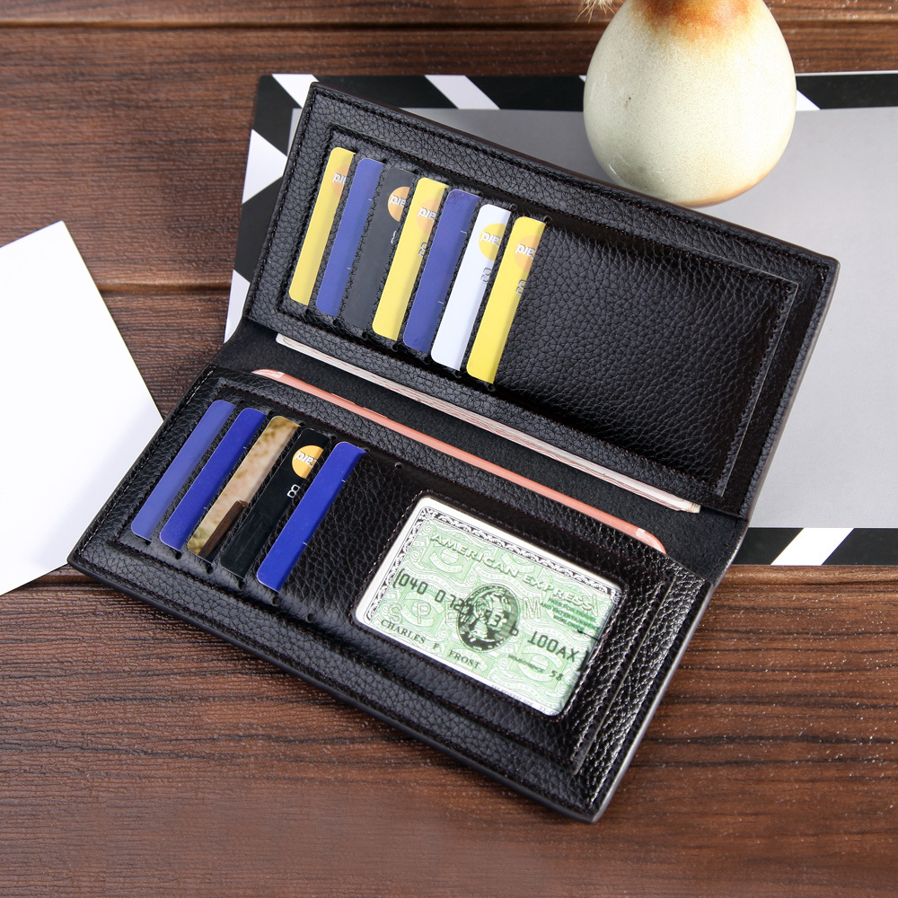 Luxury PU Leather Men Long Wallets Vintage Solid Color Business Wallet Small Money Purses Dollar Slim Coin Purse Clutch Holder