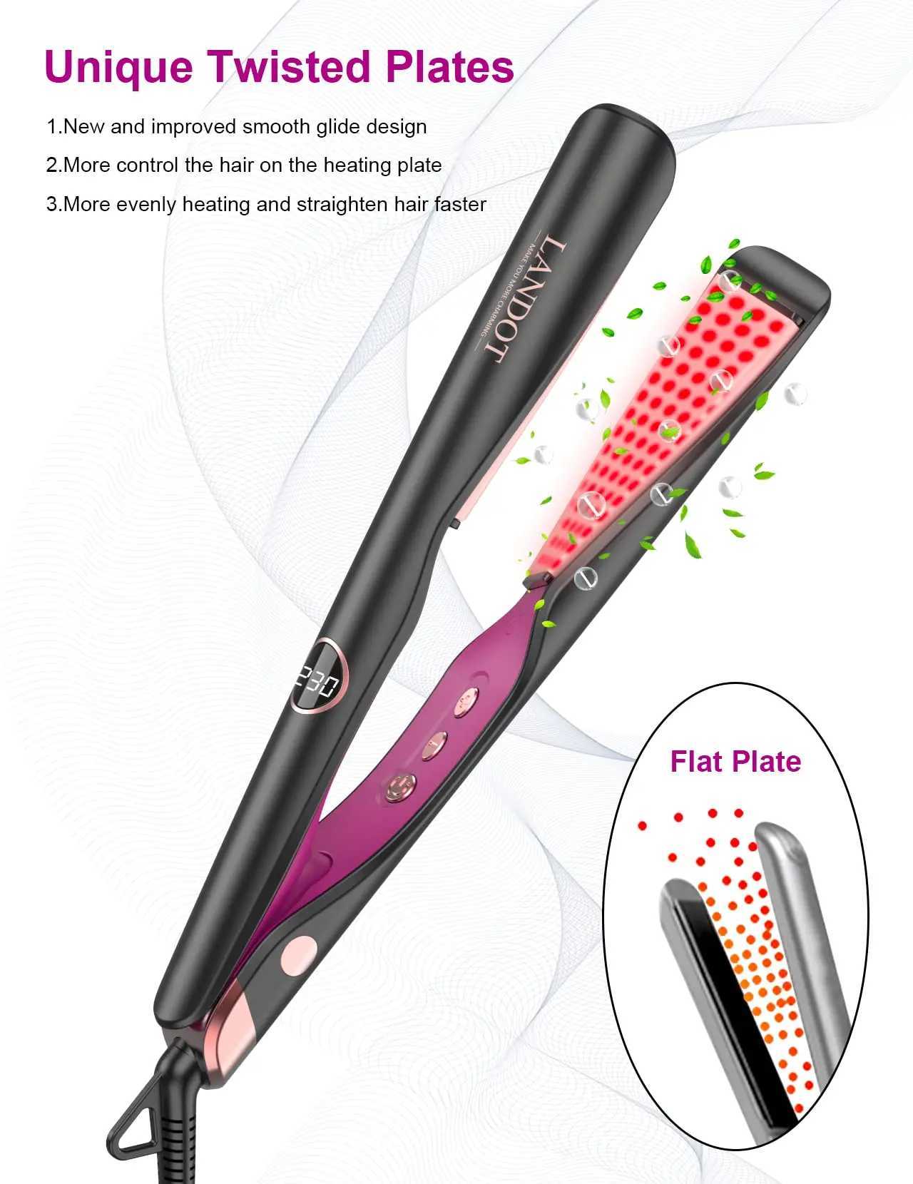 Landot Straight Curg Iron Combination Used For Curg Wavy Straight Female Hair -1 Inch Dual Voltage W240803