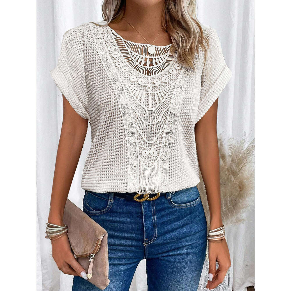 Green Best Saller New Merchandise Retro Half Sleeve Slim Crop Top Casual Long Sleeve Tee Shirts O Neck Quick Drying Plaid Chiffon Graphic T Shirts