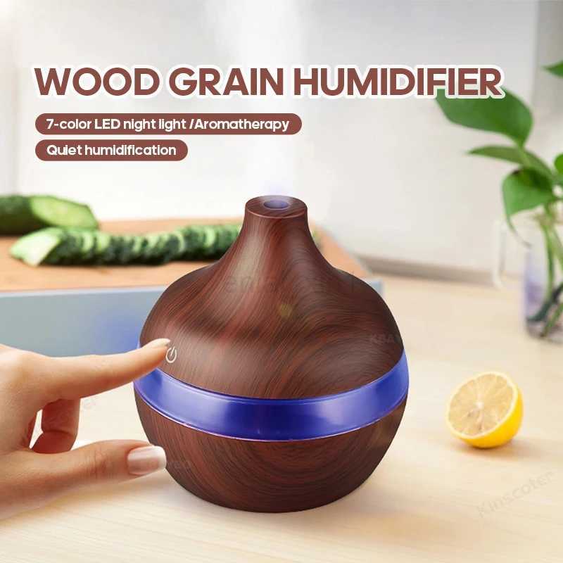 Wood Grain Humidifier 300ml USB Aroma Diffuser Atomizer USB Household Humidifier Hydrating Instrument Desktop Humidifier Y240806