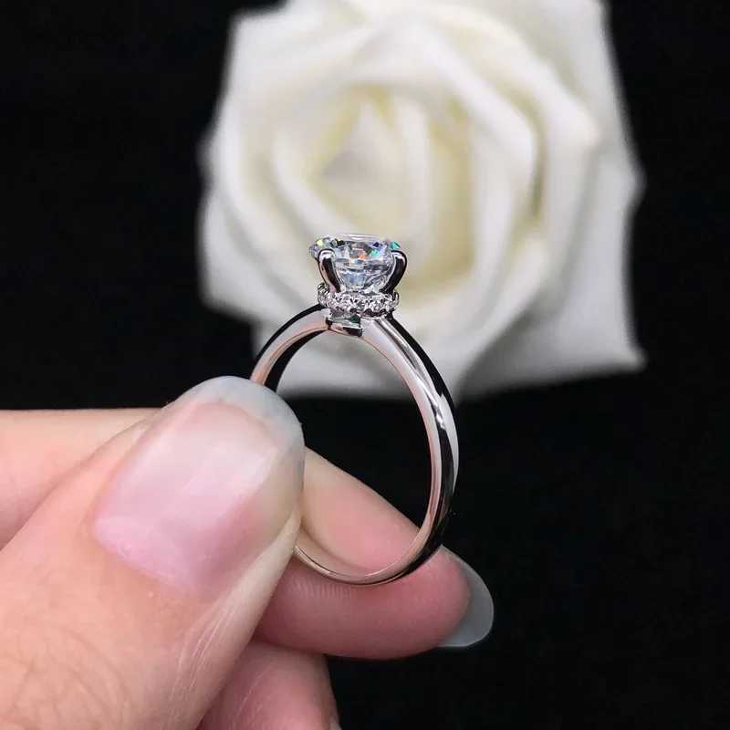 Solid 14K White Gold AU585 Womens Diamond Single Mo Silica Ring Recommended Diamond Ring W2408024