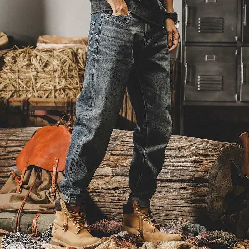 Trousers Straight with Pockets Man Cowboy Pants Cargo Mens Jeans Designer 2024 Korean Autumn Y2k Vintage Luxury Denim ClothingM240803