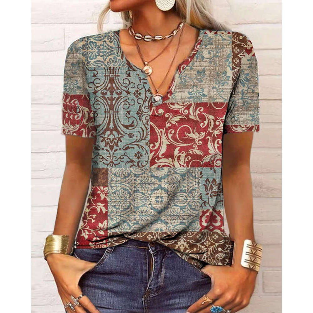 Best Saller Short-sleeved Hip Hop Female Casual Slim Streetwear Hollow Out Slim Top Female Print Tshirt Plaid Collar Blouse Couples Man Woman Tees Top