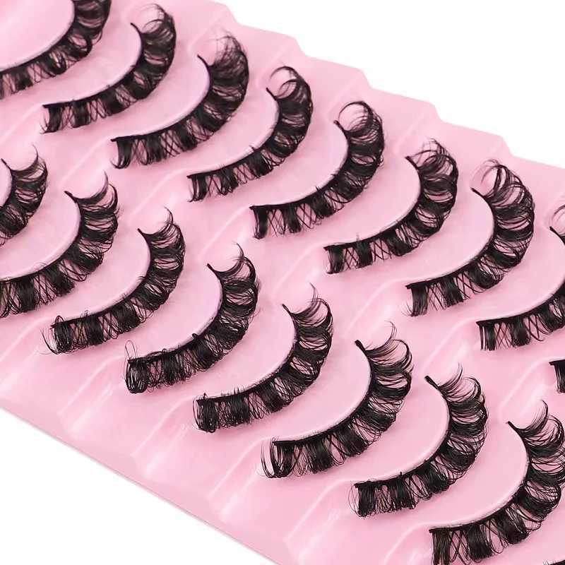 Lashes 2/10 Pairs DD curl Russian Strips Lashes Faux Mink Lashes 3D Mink Lashes For Eyes Natural False Lashes Eyelash ExtensionsXJ250116