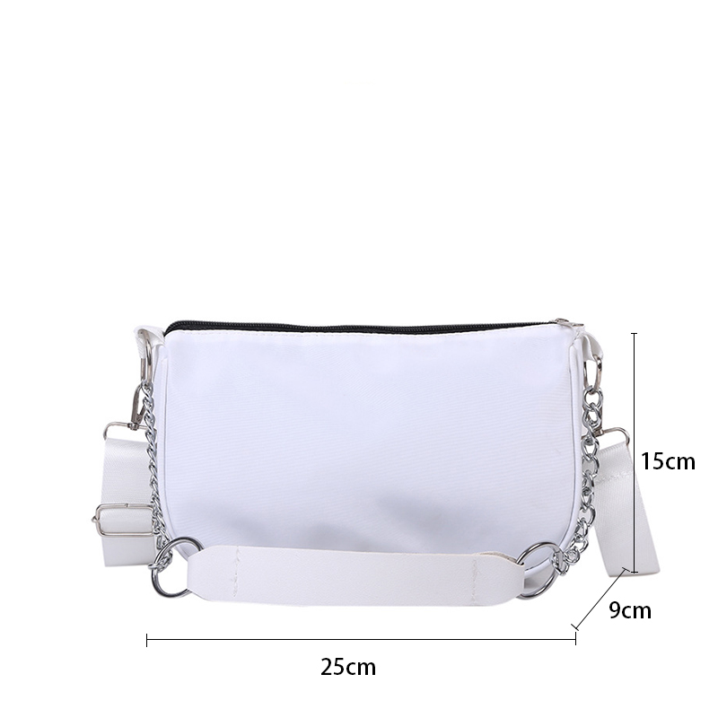 Casual Ladies Crossbody Bags Nylon Chain Bag Women Vintage Black Shoulder Bags Girls Street Armpit Bag Solid Color Handbags