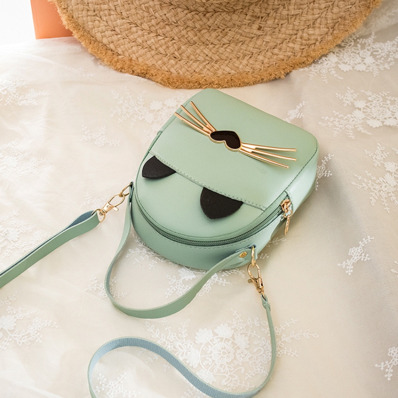 Trendy Casual Ladies Small Fresh Bag Shoulder Backpack Cat Handbag Tassel Phone Bag's PU Leather Student Backpack