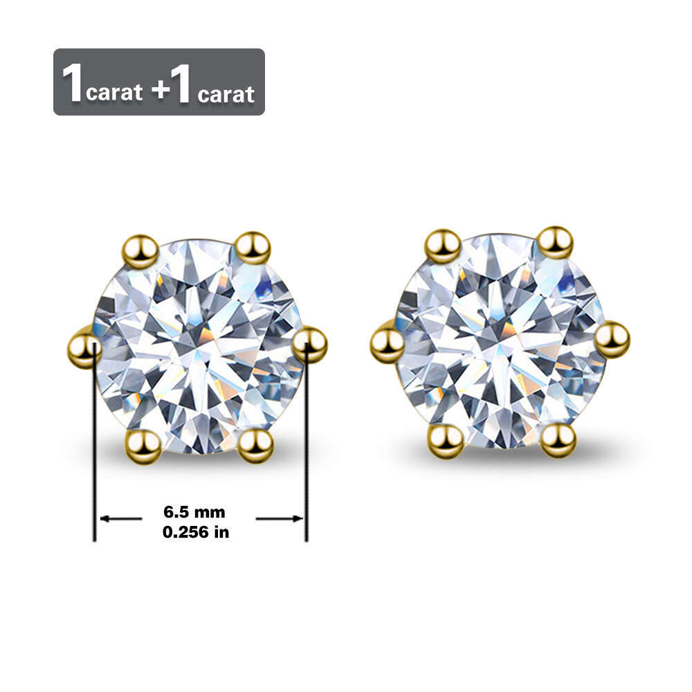 S sier plated platinum golden Stylish and simple six claws white Moissanite earrings with GRA certificate for party