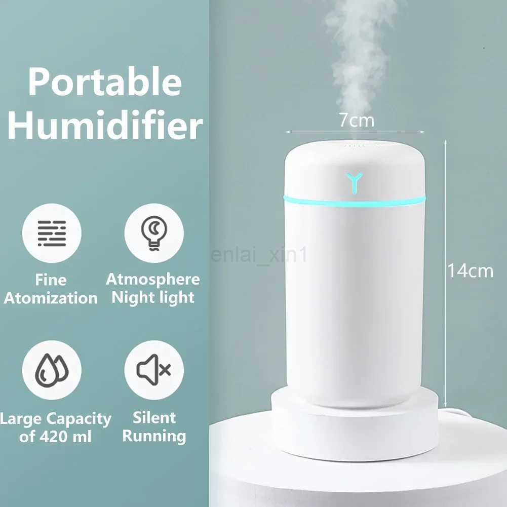 Portable Air Humidifier Essential Aroma Oil humidificadores Home Car Cool Mist Sprayer Fragrance Purifier perfume Diffuser 420ML Y240806