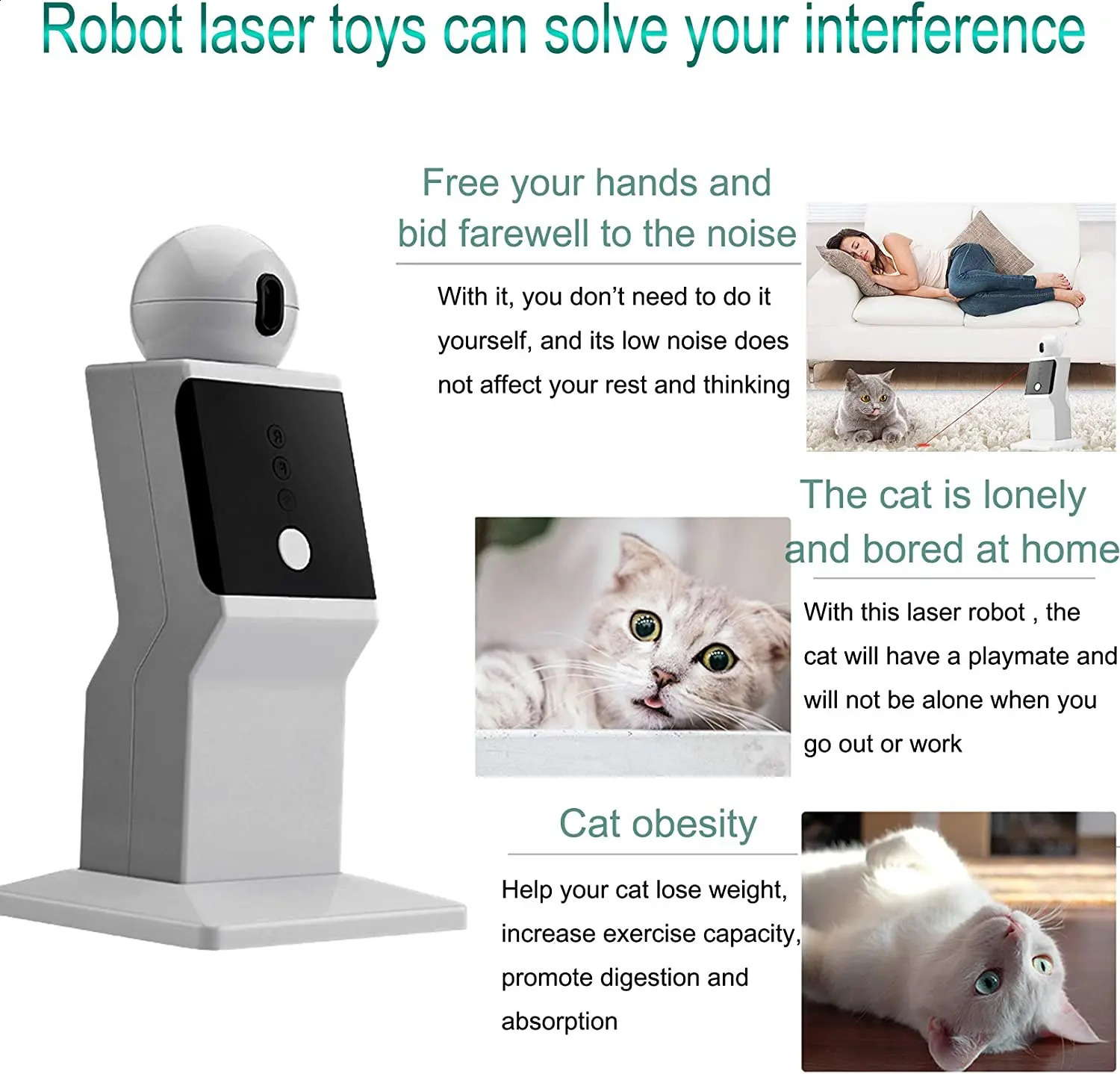 ATUBAN Cat Laser Toy AutomaticRandom Moving Interactive Laser Cat Toy for Indoor CatsKittensDogsCat Red Dot Exercising Toy 240802