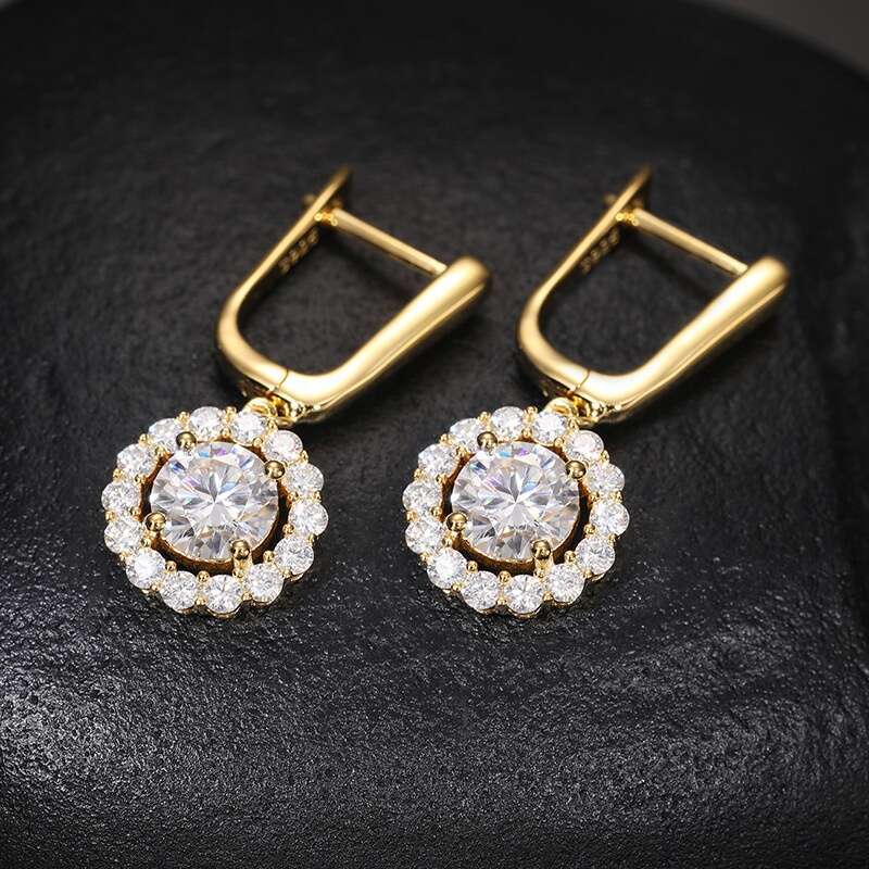 Classic Original Moissanite Hoop Elegant Dazzg For Women Round Dia Drop Earring With Gra Sier Fine Jewelry