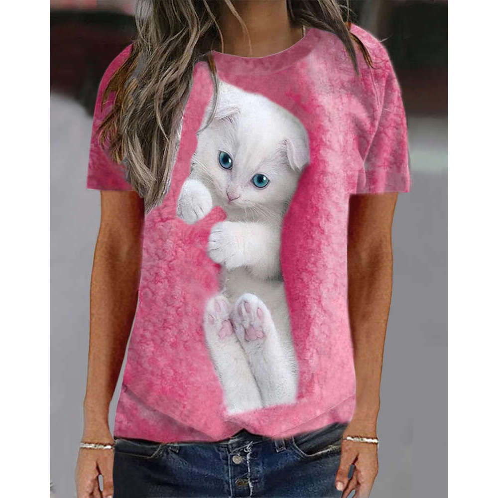 Half Sleeve Female Hollow Out Slim Top Female Summer Printing Short Sleeve Quick Drying O Neck Lace Collar Blouse Graphic T Shirts Street Activity Cro