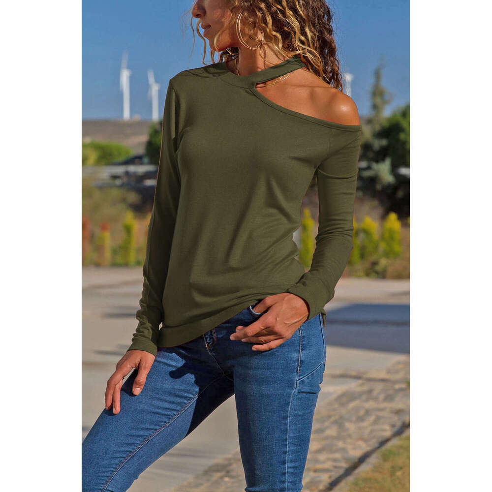 New Merchandise Fashion Retro Hollow Out Slim Top Female Long Sleeve Tee Shirts Print Tshirt Womens Stripe Street Activity Crop Tops2 Womens T Shirt C