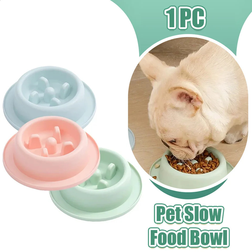 Pet Dog Suffocation Slow Plastic Puppy Cat Bowl Anti Swallow Plate Healthy Feeding Food Supplies 240802 26W0330