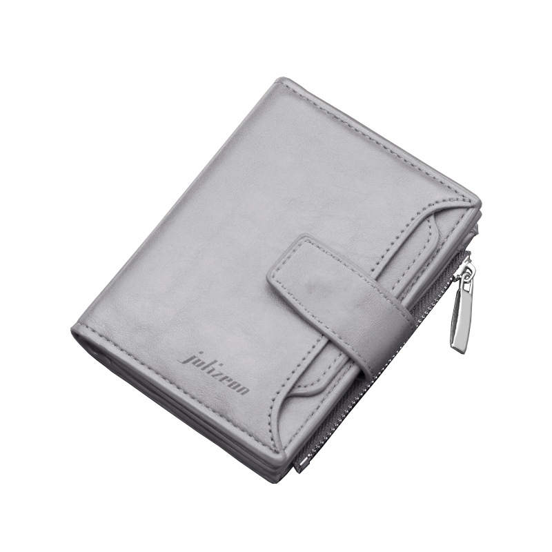 Zipper Wallet Men's Short Multi-card Buckle Wallet Multifunctional Leather Grey Purse Wholesale Money Bag Luxury Wallet