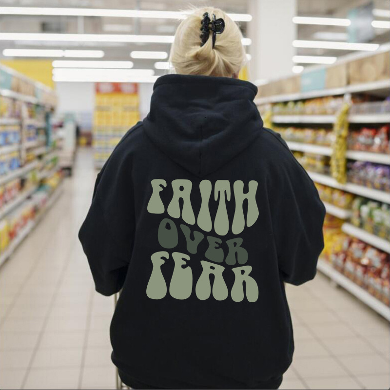 Women's plush sweater plain letter kangaroo pocket drawstring printed Hoodie