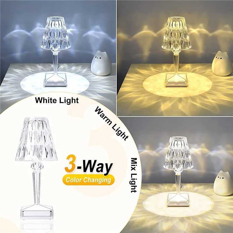 Diamond Table Lamp Touch Sensor Remote Acrylic Desk Lamps LED Crystal Decoration Night Light For Bedroom Bedside Decor LightingKL240731