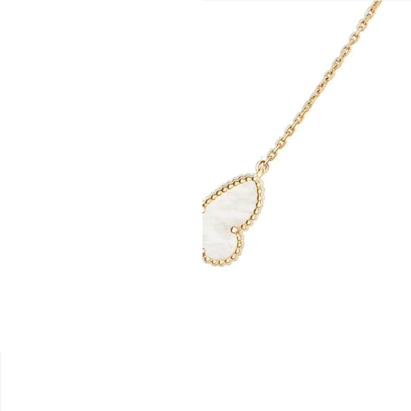 necklace Designer Jewelry Two butterfly Pendant Necklaces for women rose gold dia Red Bule White Shell stainless steel platinum Wedding gift wholesale