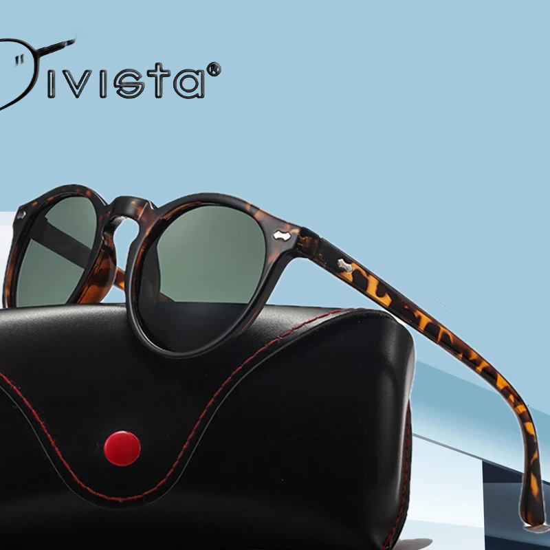 Round Polarized Sunglasses Women Cat Eye Sun Glasses Men Brand Design Trend Luxury Vintage Driver Shades Mirror Lenses G15 Green Revo Pink UV400 S09P 