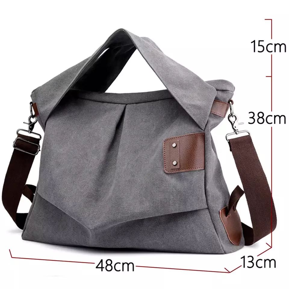 Women's Canvas Bag Casual Shoulder Canvas Bag Fashion Large Capacity Tote Pleated Women's Bag Retro Shopping Big Bag
