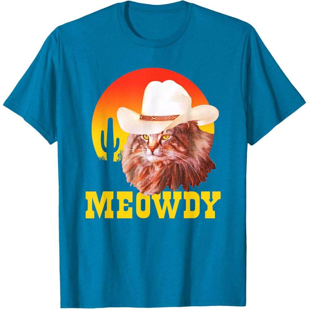 T shirt Mens Meowdy Funny Country Music Cat Cowboy Hat Vintage T-Shirt shirts tshirt graphic tee Casual tops summer clothes Short sleeve Free shipping
