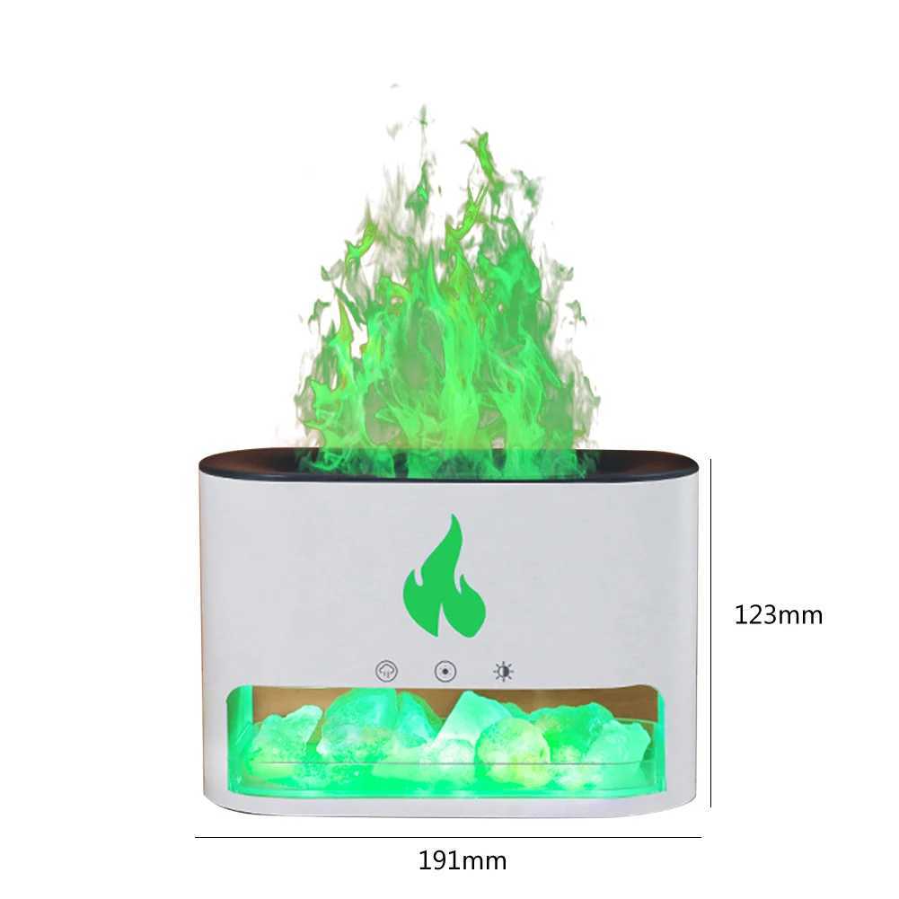 Fireplace Humidifier Crystal Salt Rock Fire Lamp Volcano Air Humidifier Flame Aroma Smell Device Essential Oil Diffuser for Home Y240806