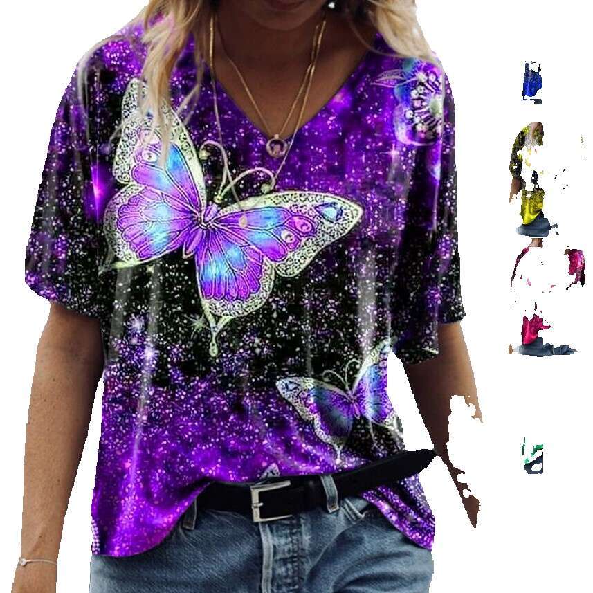 Shirt Best Saller New Merchandise High Street Summer Summer Printing Short Sleeve O Neck Plaid Chiffon Street Activity Crop Tops2 Solid Turtleneck