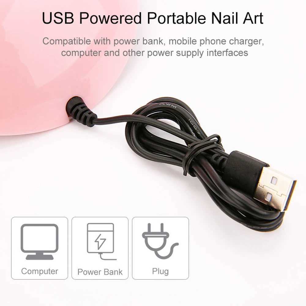 Hot Nail Dryer Machine with 18pcs Beads UV LED Lamp Portable USB Cable Home Use Nail Lamp For Drying Curing Nails VarnishCL2400806