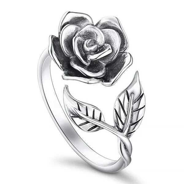 King Simplicity Size Adjustable Rose Ring Plant Antique Versatile Rings Gifts for Girlfriends W240802