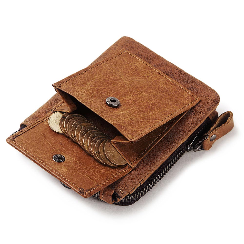 GZCZ Genuine Leather Men Wallet Fashion Coin Purse Card Holder Small Wallet Men Portomonee Male Clutch Zipper Clamp For Money