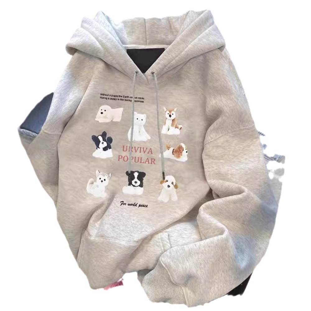 Cotton milk yellow apricot Chinese style round neck hoodie for women in autumn winter, thick short, with a creamy and fluffy top