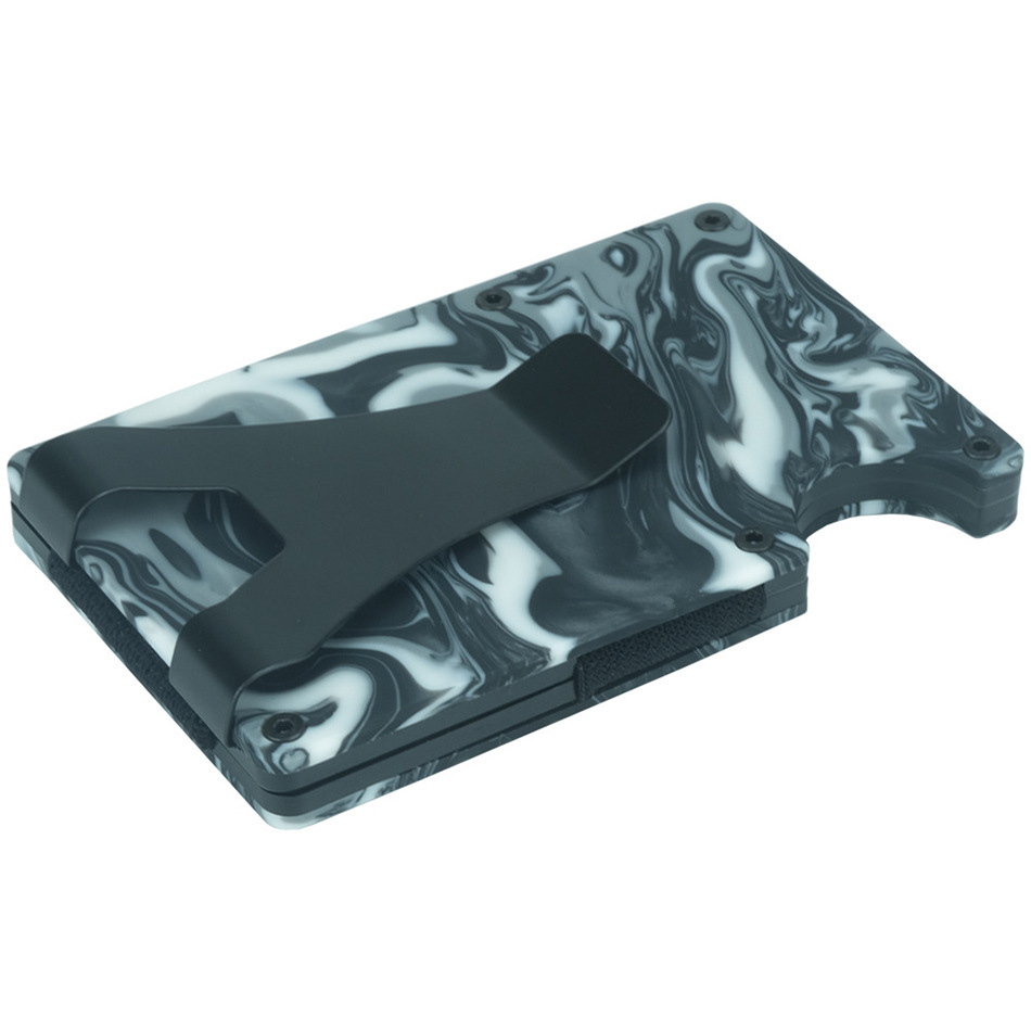 Indispensable Credit Card Holder RFID Blocking Aluminum Business Thin Lettering Wallet Resin Style Moeny Clip For Man Luxury VIP