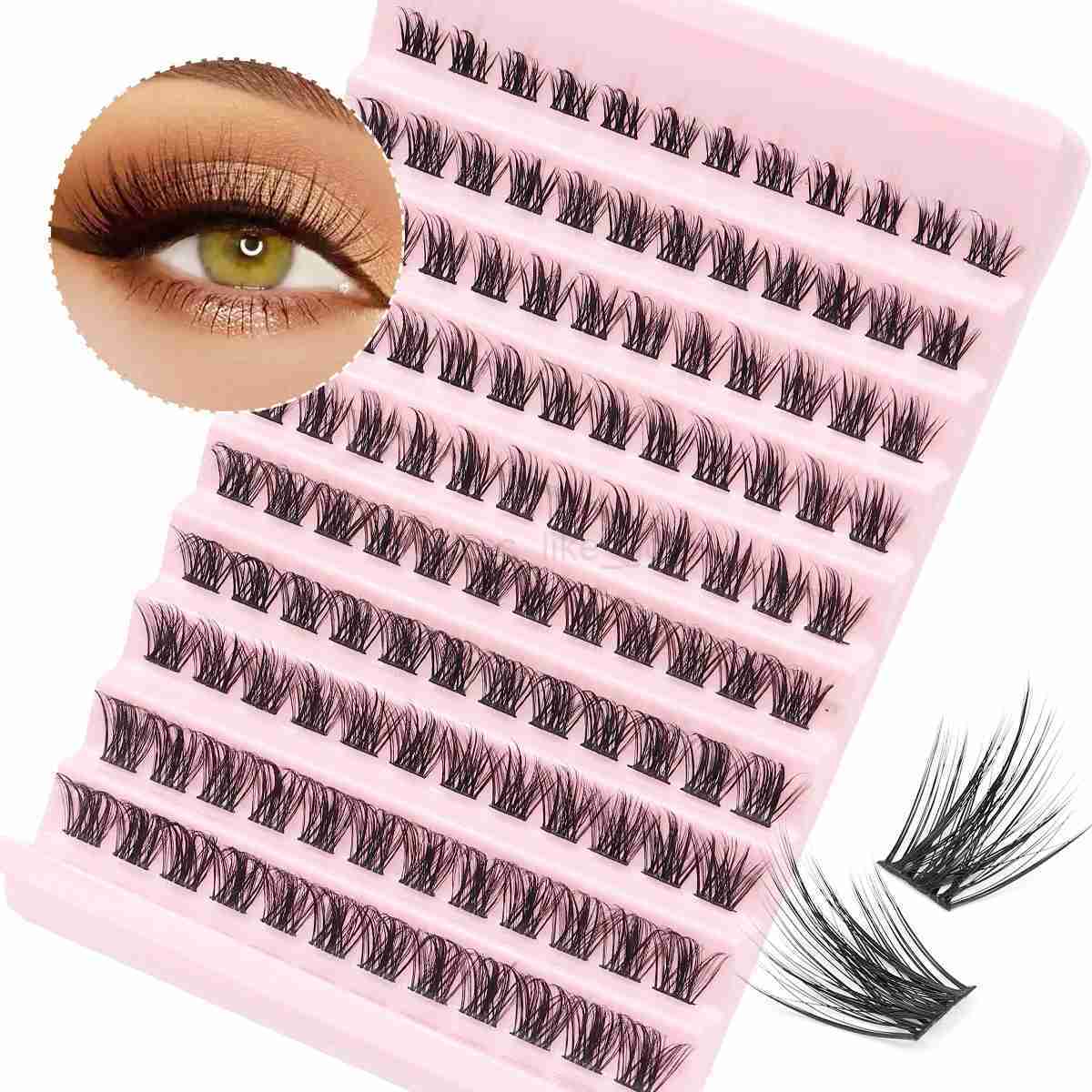 120pcs polyester false eyelashes DIY personal eyelashes Wispy fluffy thin bandwidth dry eyelashes polyester eyelash extension kit W240803
