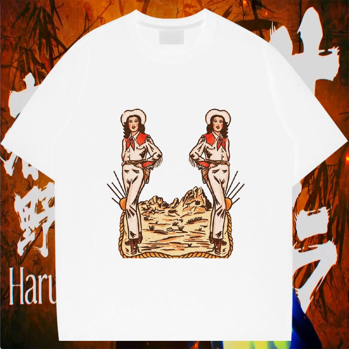 2024 T shirt Street Casual Tshirts handpainted Cool Design Round Neck Short Sleeve 230g Pure Cotton DIY Polos