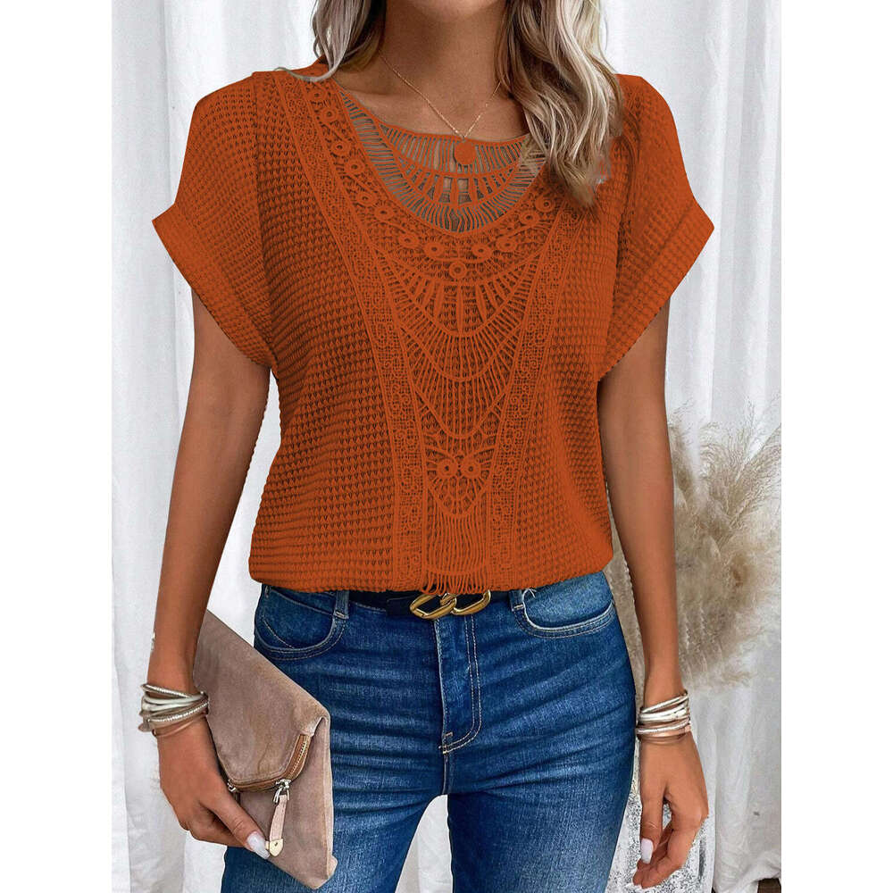 Green Best Saller New Merchandise Retro Half Sleeve Slim Crop Top Casual Long Sleeve Tee Shirts O Neck Quick Drying Plaid Chiffon Graphic T Shirts