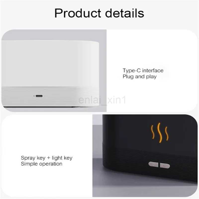 Kinscoter Aroma Diffuser Air Humidifier Ultrasonic Cool Mist Maker Fogger Led Essential Oil Flame Lamp Difusor Y240806