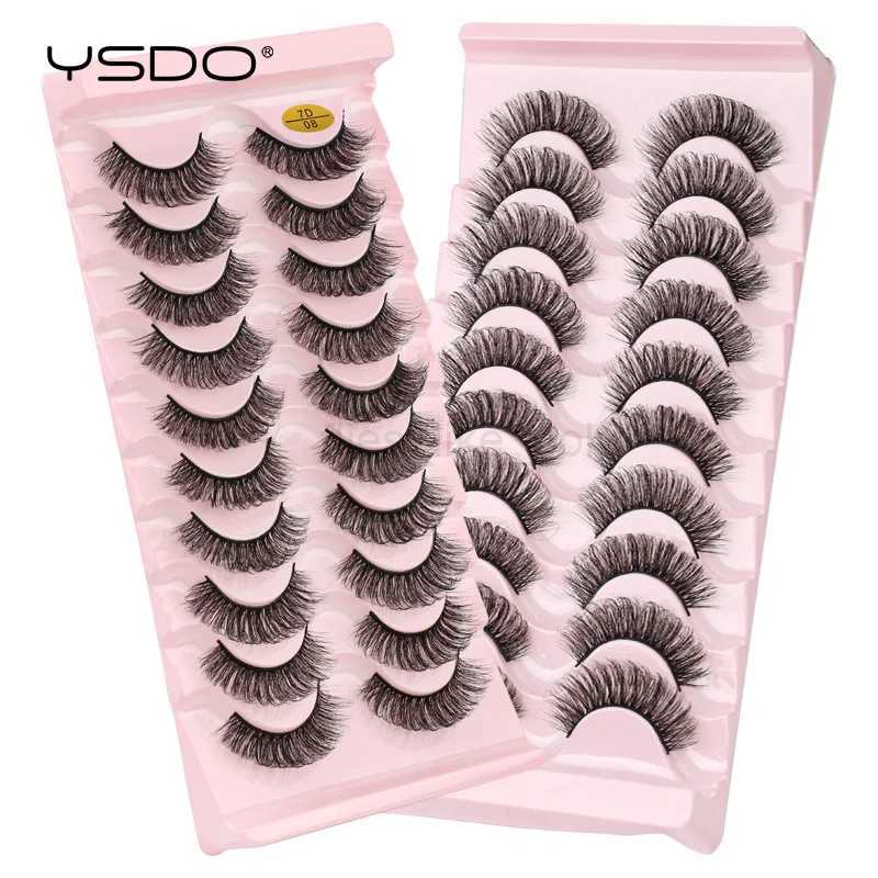 Eyelash 3/5/10 Double False Eyelash 3D Mink Eyelash Russian Striped Eyelash Thick Makeup Dramatic Fluffy False Eyelash Artificial Cilios W240803