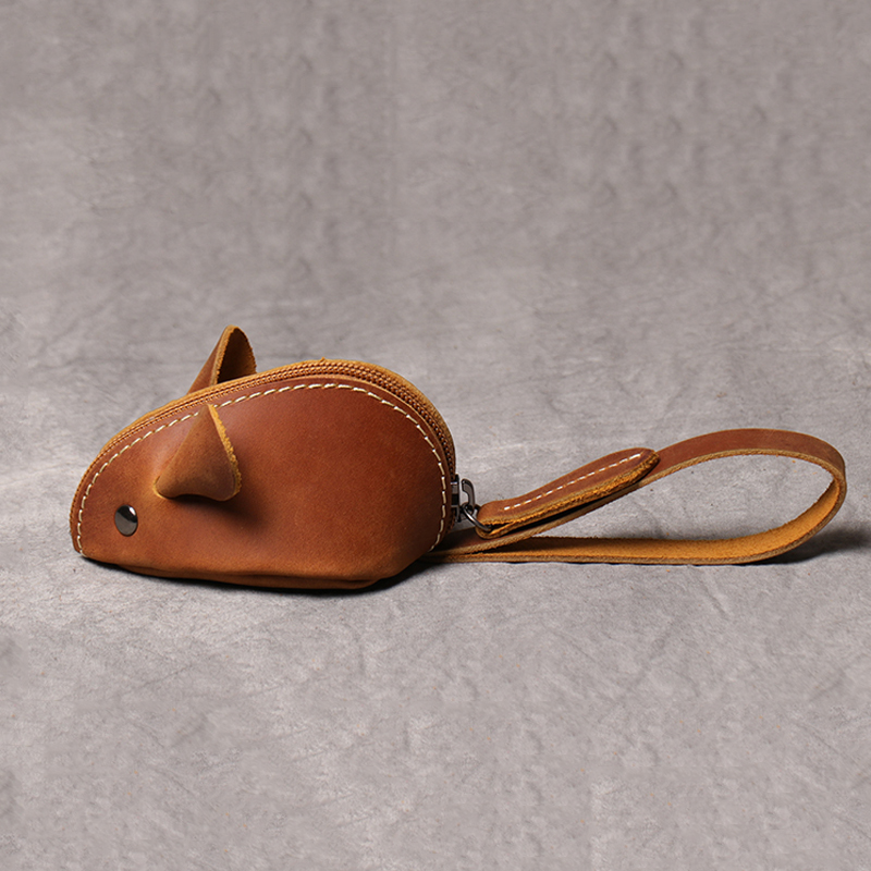 Genuine Leather Coin Purse Creative Cute Mouse Storage Bag Trend Zipper Pocket Men Women Portable Wallets Children's Key Bags