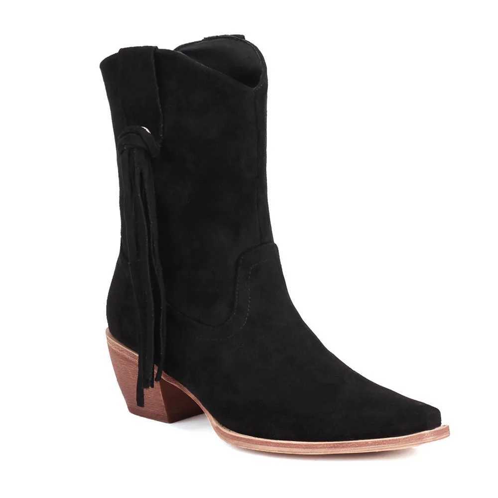 Brand new high-quality retro nodding horse head cowboy boots for women 2024 retro leopard block high heels and sneakers in large size 43 CL240906