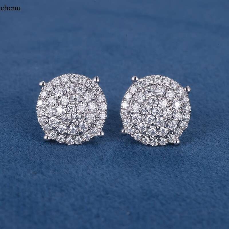 Iced out D VVS Round Brilliant Cut Moissanite Lab Dia S Sier 10K 14K Solid Filled Gold Studs Earrings for Men Women